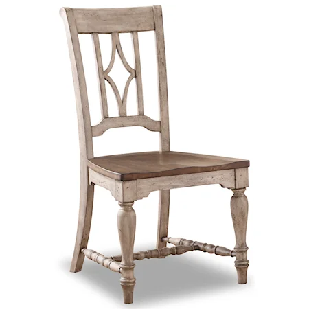 Relaxed Vintage Dining Side Chair with Diamond Patterned Seatback